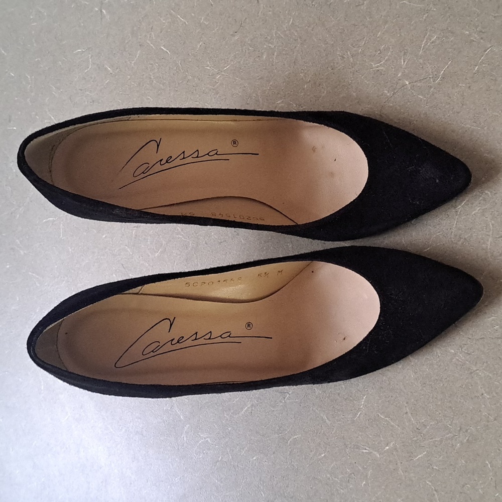 Caressa Black Suede Heels